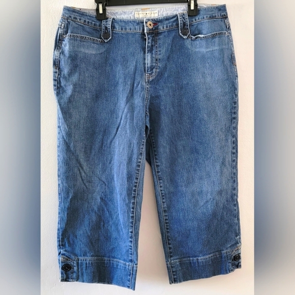 VTG Tommy Hilfiger Hipster Denim Capris High Rise Medium Wash Blue 18 Vintage - Picture 1 of 9